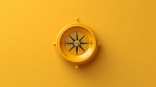 黑色背景图片_简约的黄色背景与指南针设计描绘旅行 3D 渲染的概念