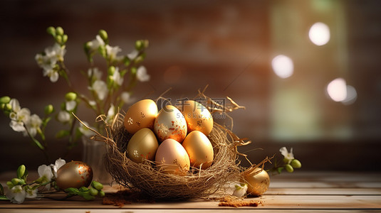 花组合背景图片_鸡蛋cellent复活节装饰节日组合物与彩色复活节彩蛋