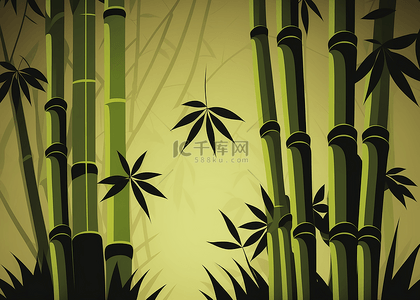 竹子背景图片_竹子绿色平面剪影背景