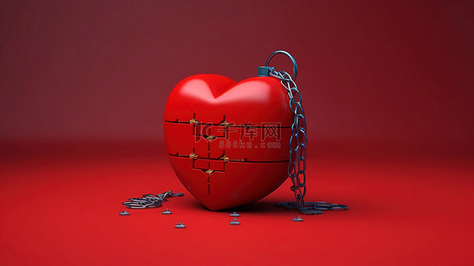拼图的爱心背景图片_保护你的心 3D 渲染中的爱情概念