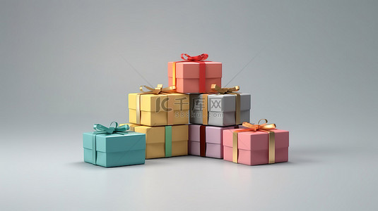 包装设计包装背景图片_带礼品盒的包装设计样机的 3D 插图