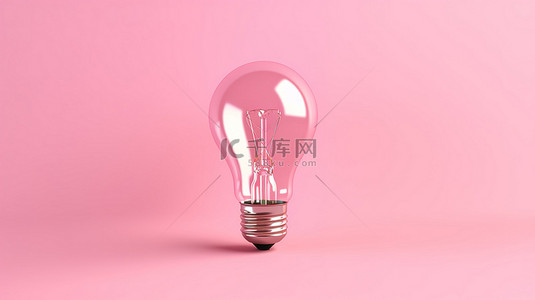 创新灯泡背景图片_粉红色背景上的创新创意 3D 灯泡，具有水平构图的复制空间