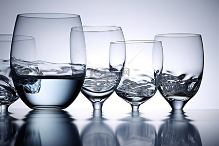 一组装满冰水的玻璃杯