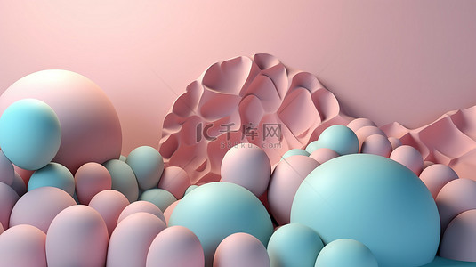 柔和的颜色抽象横幅 3D 插图设计背景