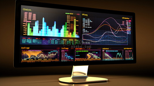 报告分析背景图片_用于在线营销开发概念的网站分析监视器的 3D 渲染