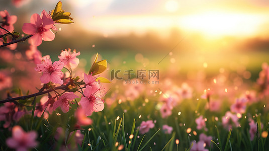 樱花背景图片_粉红色的樱花盛开在春天背景