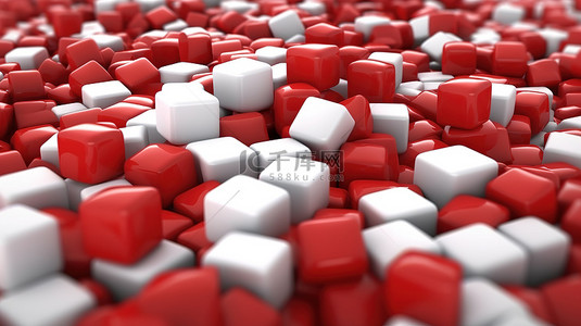 白色立方体山与红色风险立方体海在 3D 中近距离且个性化
