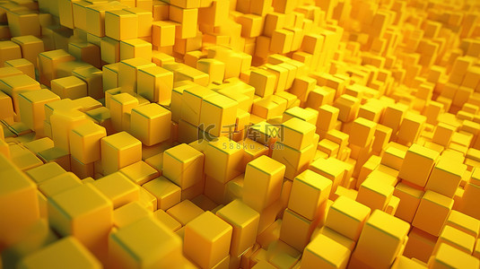 3d 黄色原子立方体抽象背景和组合完美适合横幅