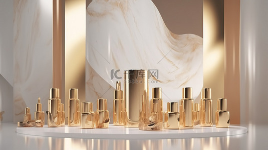 金色蜂巢背景图片_用于展示美容健康和护肤产品的豪华 3D 背景