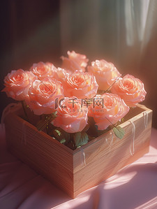 礼盒装满了粉红色的玫瑰背景素材