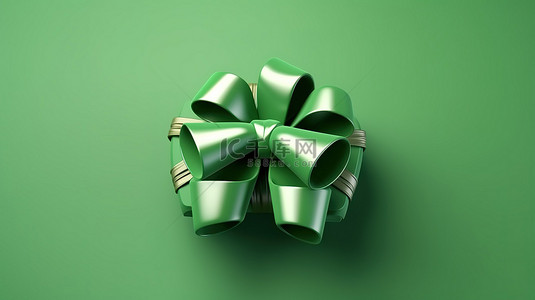 假日特卖背景图片_绿色背景上带有节日蝴蝶结和丝带的 3d 假日标签