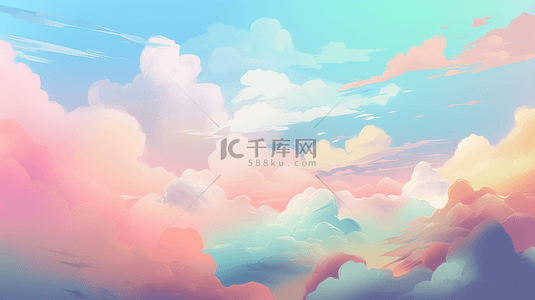 彩色祥云漂亮的云朵卡通可爱的天空背景
