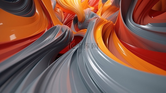 科技渐变光感几何背景图片_现代彩色壁纸抽象 3d 渲染明亮的橙色和灰色