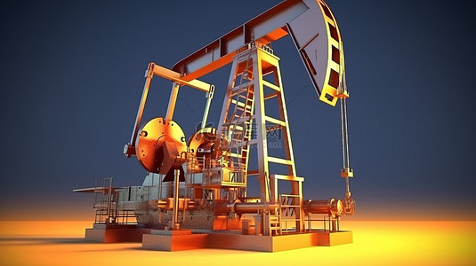 机械背景图片_石油工业设备 3d 渲染石油井架泵