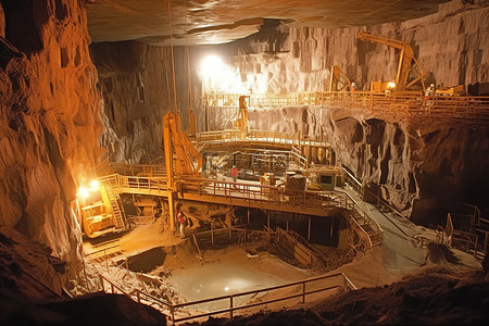 大型铜矿采石场的内部