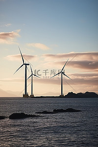 苏格兰海岸的风力涡轮机