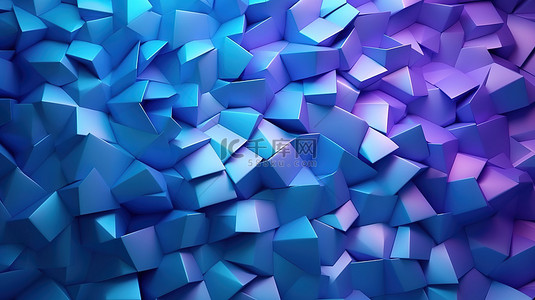 具有蓝色和紫色渐变结构的抽象几何背景 3d 渲染
