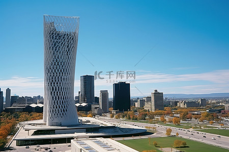 城市街道背景图片_蒙特利尔会议中心塔
