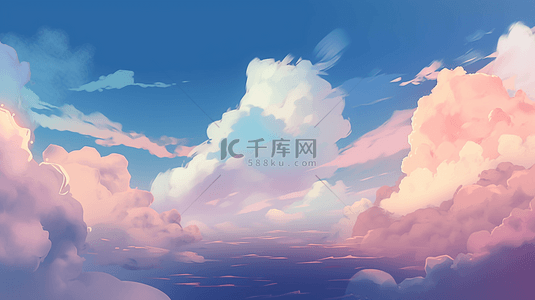 天空漂浮的云朵蓝色卡通背景可爱装饰