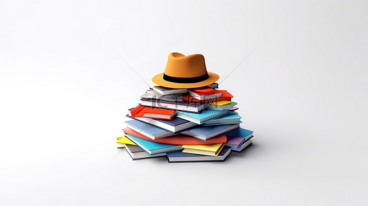 学术背景图片_回到学校 3D 帽子靠在现代平面设计等距教育概念的书籍上