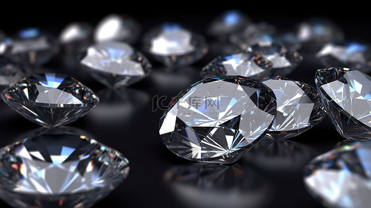 奢华美女背景图片_光泽背景上一组钻石的光泽 3D 渲染
