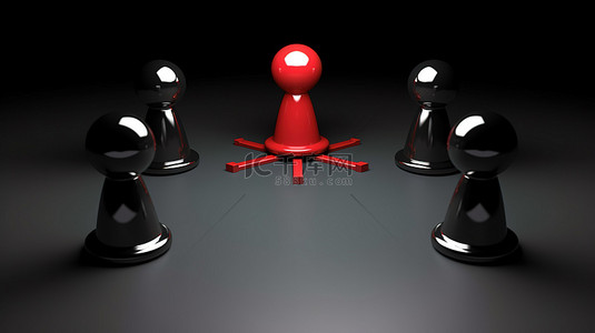 专业技能背景图片_黑色背景前的国际象棋棋子代表具有技能和才华的理想求职者 3D 插图