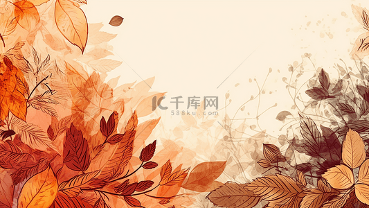 金色叶子边框背景图片_秋天美丽卡通叶子边框