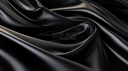海报设计背景图片_渲染 3D 黑色纺织背景，带有文本空间
