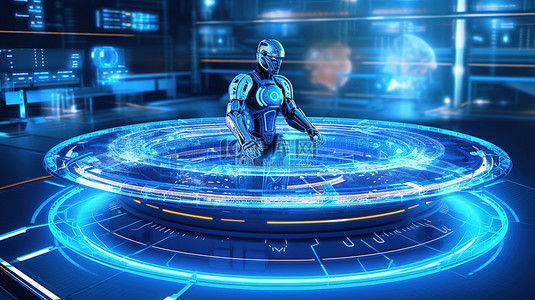 机器背景图片_结合机器人和机器学习的全息人工智能技术的未来渲染