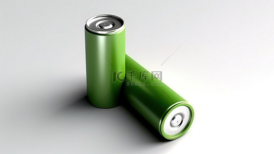 金属柱背景图片_白色背景 3d 插图上的单个 AA 电池