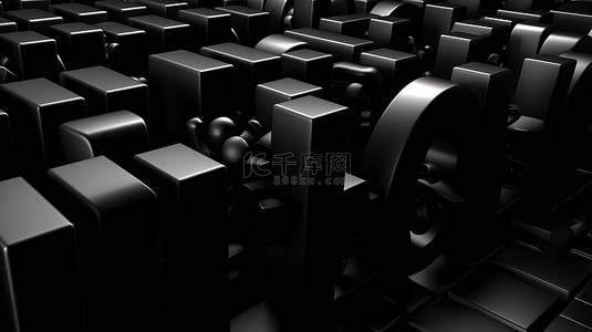 时尚版式艺术字背景图片_木炭抽象背景上的深色黑色版式引人注目的 3D 插图