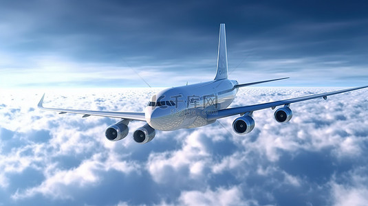 在飞机上卡通背景图片_切片飞机在 3D 渲染的天空背景上翱翔