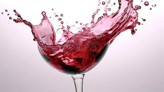 红酒背景图片_充满活力的红酒飞溅迷人的 3d 渲染