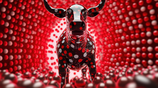 bull背景图片_kusama bull 3d 插图渲染加密货币市场的投资增长