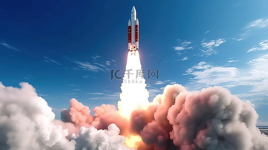 宇宙星球宇宙背景图片_猩红色导弹点火 3D 渲染与 NASA 提供的元素