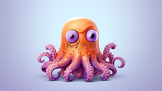 3D 艺术中俏皮的章鱼