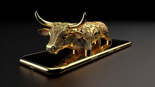 金牛股市背景图片_适用于专业内容的金牛和 3D 移动渲染
