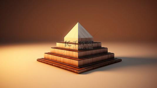 具有双层金字塔概念 3D 渲染的透视背景