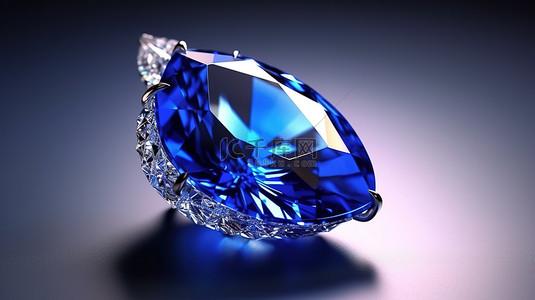 带有蓝色蓝宝石宝石的富豪公主的 3D 渲染