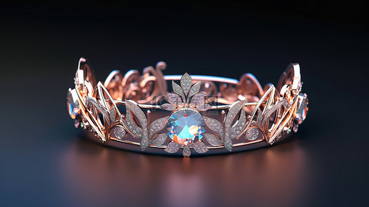 婚礼的优雅王冠奢华珠宝的 3D 渲染