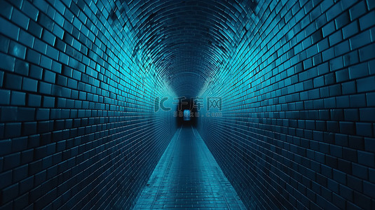 高清壁纸背景图片_高品质超高清蓝砖隧道的 3D 插图