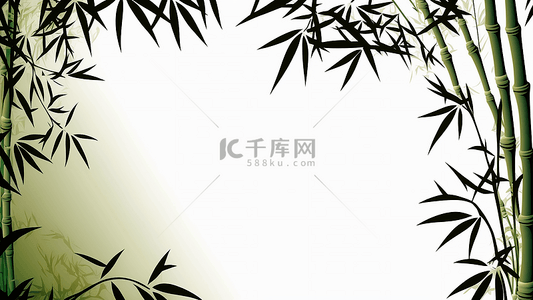 古风文字背景图片_竹子绿色古风留白背景