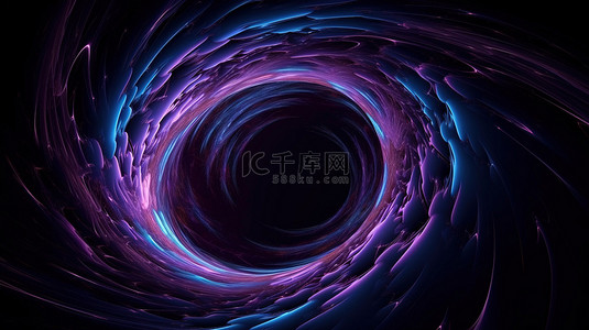 力量背景图片_蓝紫色虫洞空间中时间漩涡的 3D 渲染