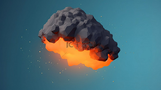 火球背景图片_流星彗星或火球 3d 渲染的平面图标，用于具有独立颜色背景的天文学应用程序和网站