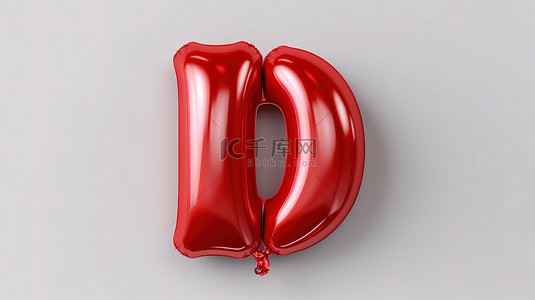 高级排版背景图片_逼真的氦气球字体金属红色字母 B 高级 3D 插图