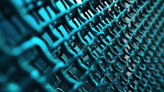 质感盘子背景图片_带有 3D 渲染金属网格的蓝色天蓝色水泥墙背景