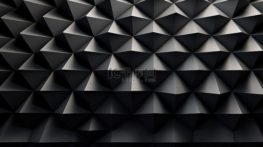 带有金字塔的宽几何横幅中方形建筑瓷砖重复图案的 3D 插图