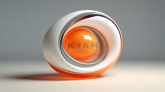 简单而优雅的白色和橙色玻璃形状的 3D 渲染