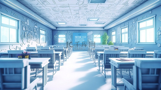 学校背景图片_计算机编程教育教室的 3d 渲染