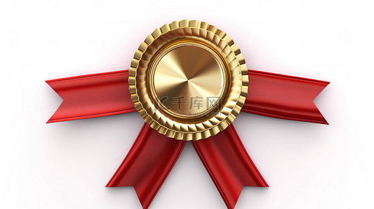 奖章第一名背景图片_白色背景，带有 3D 渲染金色奖杯和红色玫瑰丝带，用于颁奖典礼
